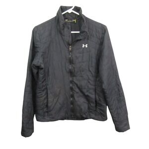 Under Armour Mens Puffer Jacket S Black Fitted Full Zip Quilted Pocket
